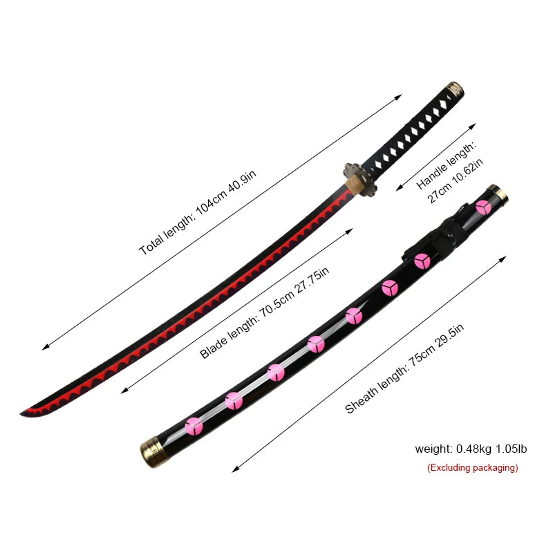 Roronoa Zoro Katana 104cm/41in Cosplay Toy Sword Anime Role-playing Weapons Enma White Nidai Kitetsu with Sword Holder and Belt