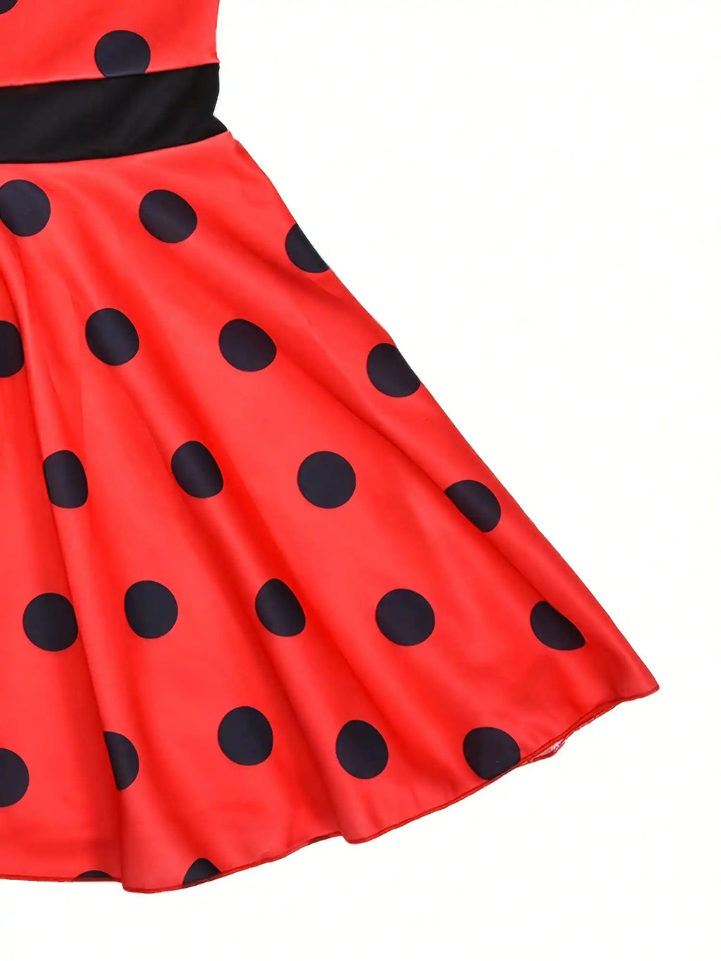 8pcs/set Red Black Dots Dress with Matching Hair Band+magic Wand+gloves+earring+eye Mask  Ladybug Cosplay Birthday Party Wear