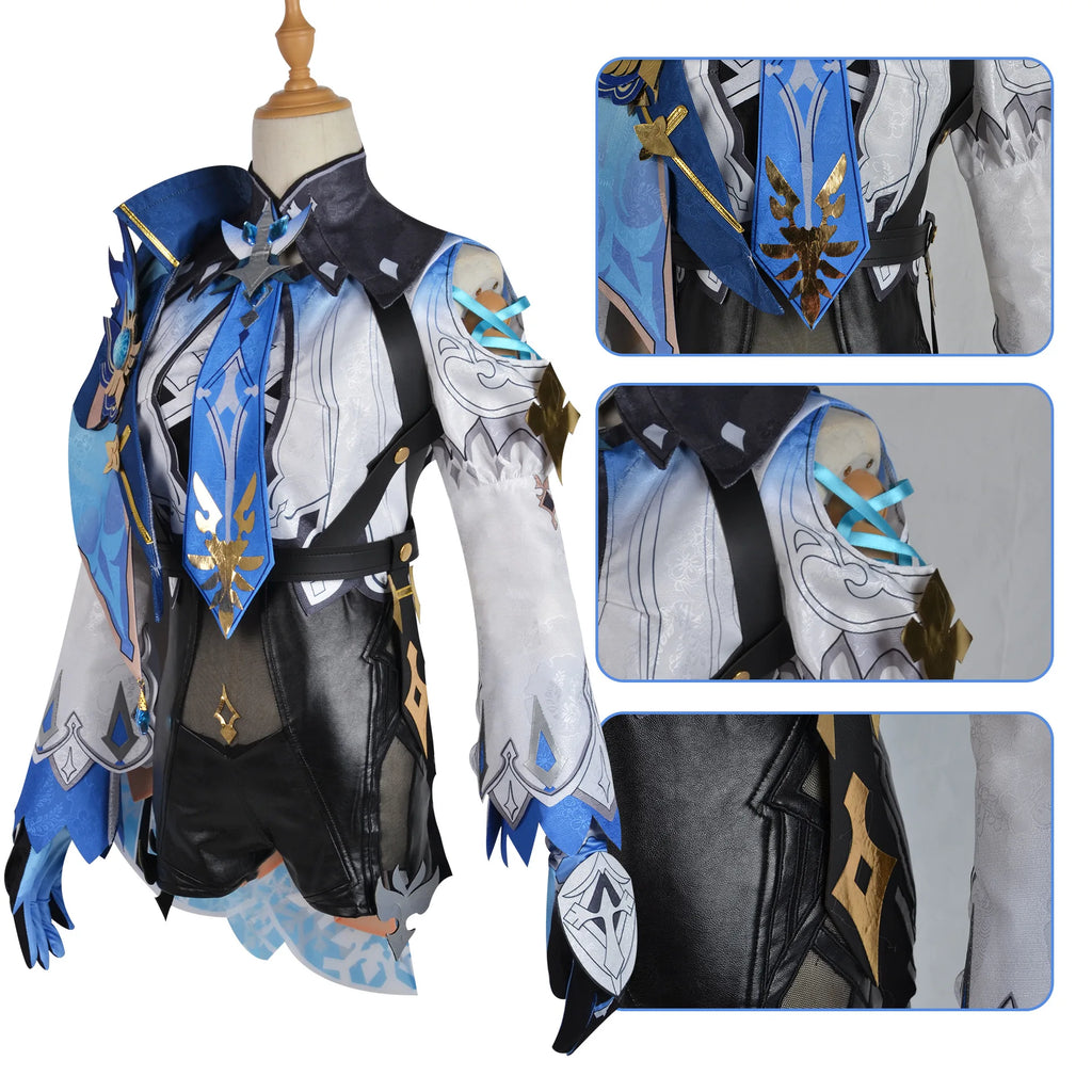 Game Genshin Impact Eula Cosplay Costume Suit Eula Outfit Include Dress Eula Jumpsuit Eye of God Wig for Anime Cosplay Comic Con