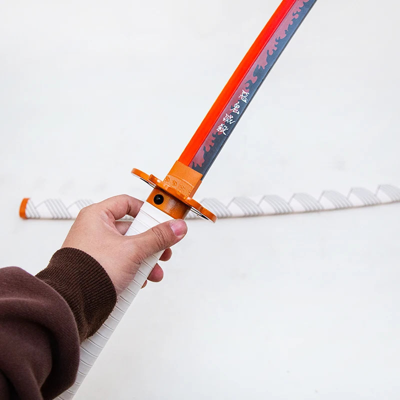Demon Slayer Rengoku Kyojuro Nichirin Sword, LED Light-Up Metal Blade Cosplay Katana Replica