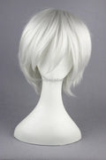 High Quality 30cm Short Silver white Hitman Reborn Byakuran Gesso Wig Synthetic Anime Cosplay Wig CS-015A