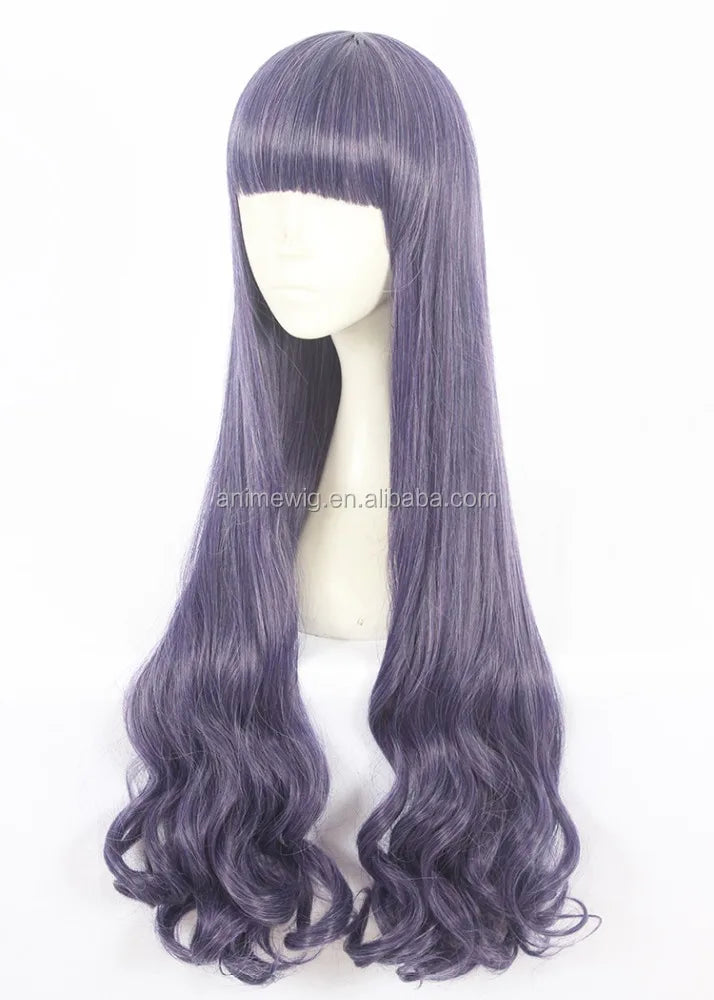 Wholesale Card Captor Sakura Wig Cosplay 90cm Long Curly Purple Mixed Tomoyo Peluca Synthetic Anime Cosplay Wig