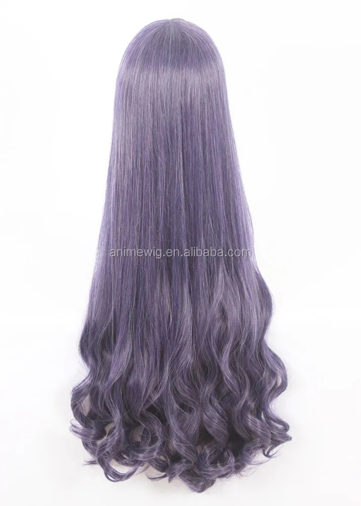 Wholesale Card Captor Sakura Wig Cosplay 90cm Long Curly Purple Mixed Tomoyo Peluca Synthetic Anime Cosplay Wig