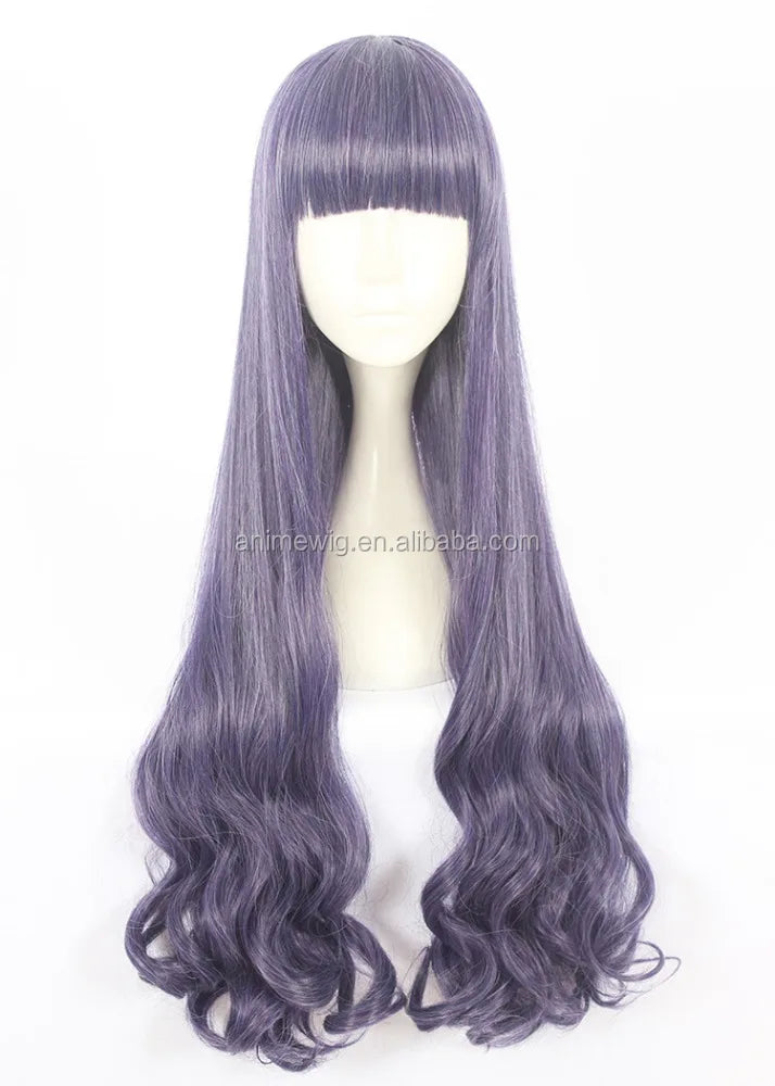 Wholesale Card Captor Sakura Wig Cosplay 90cm Long Curly Purple Mixed Tomoyo Peluca Synthetic Anime Cosplay Wig