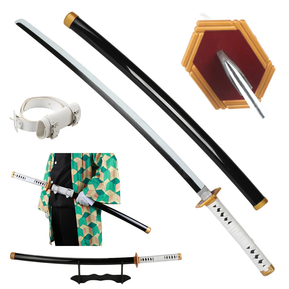 41 Inch Demon Slayer Samurai Katana Sword With Belt and Holder Kanroji Mitsuri Tanjiro Halloween Cosplay Props Decoration