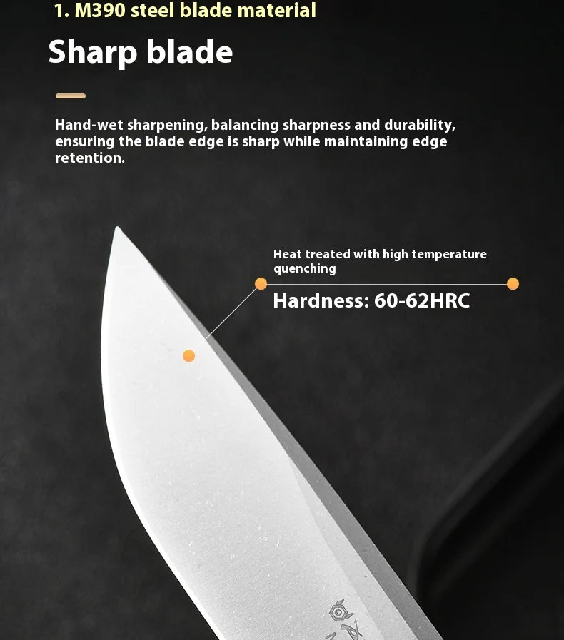 PioneerEDC Gr5 Titanium Alloy Survival Knife EDC Folding Utility Knife M390 Steel Blade High Hardness Tactical Camping Knife