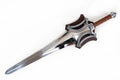 Fantasy Greatsword Game Movie Prop, Silver Broad Sword with Leather Grip, Polished Silver Broad Blade Unsharpened