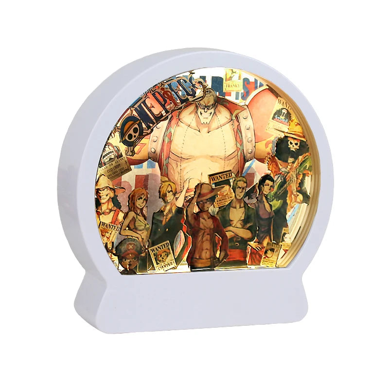 Cartoon Anime Light Box 3D Paper Carving Lamp Round Frame Anime Character LED Night Light Birthday Christmas Gift Item for Kids