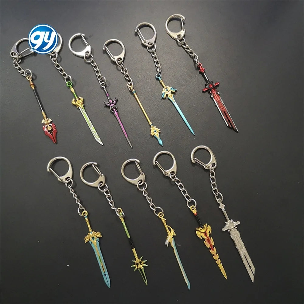 GY Genshined Impact 6Cm Metal Anime Sword Crafts Souvenir Gift Weapon Model Keychain Comics Cosplay Keyring Other Key Chains