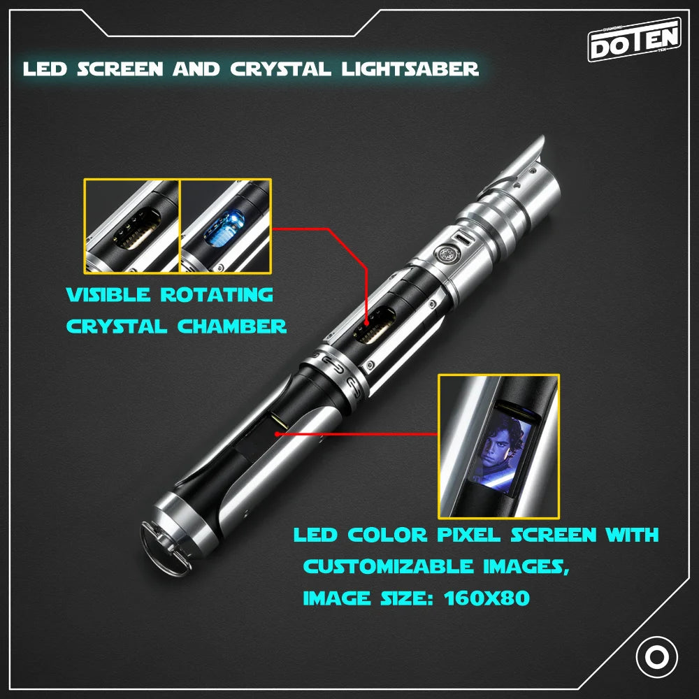 World's Exclusive Neopixel LED Light Saber Sword with OLED Display Screen Original Lightsaber Spinning Chamber Light-up Toys