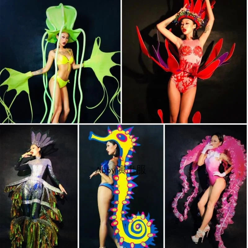 Nightclub bar Costumes Marine Theme Show Seahorse Octopus Jellyfish Dragon Festival  Celebrate Oscar Stage Cosplay Costume