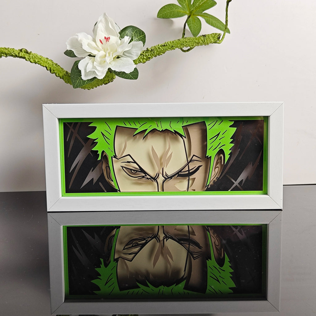 USA Warehouse Dropshipping OnePieces Zoro  Paper Carving Lamp 3D Anime Light Box Handicrafts Table Decoration Christmas Gift