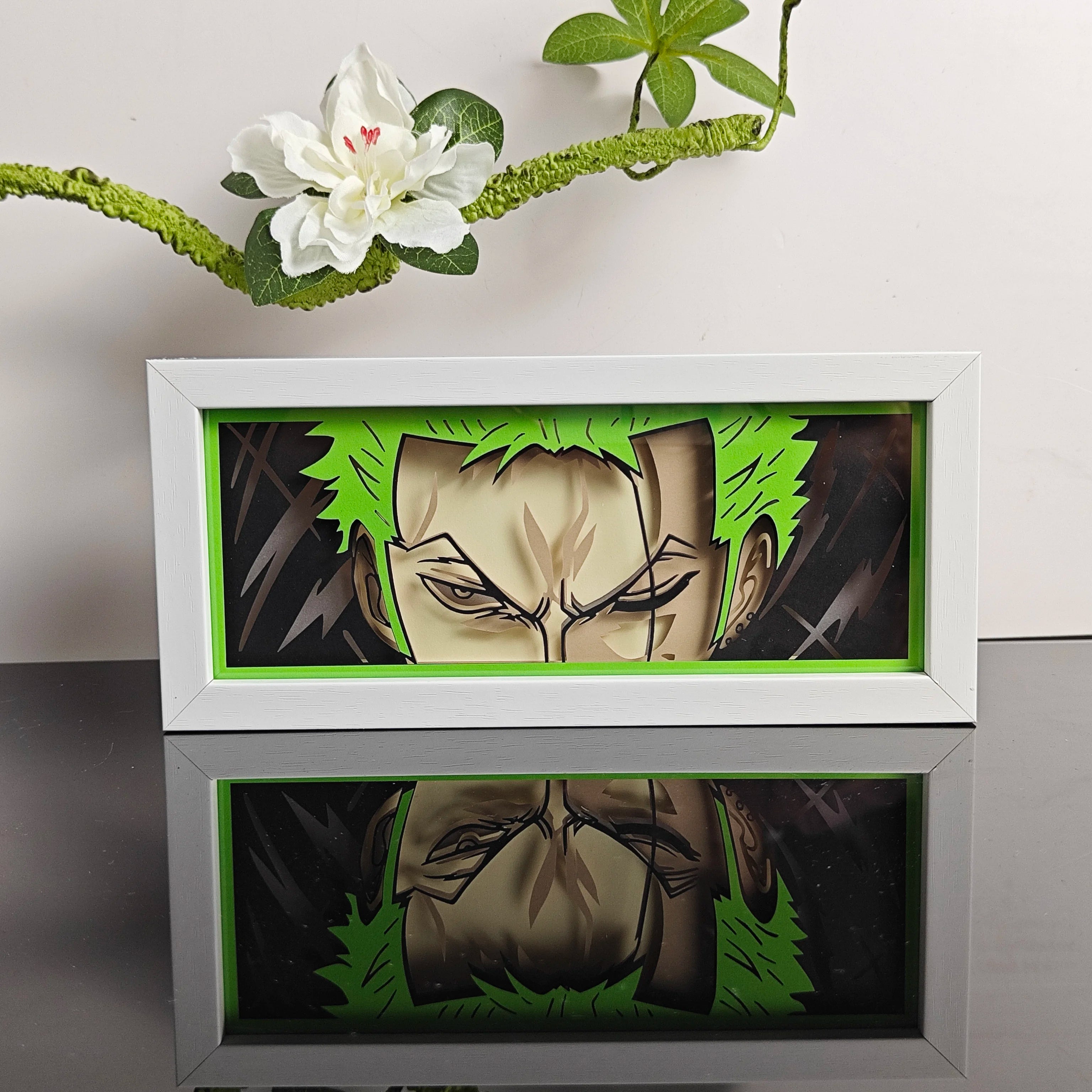 USA Warehouse Dropshipping OnePieces Zoro  Paper Carving Lamp 3D Anime Light Box Handicrafts Table Decoration Christmas Gift