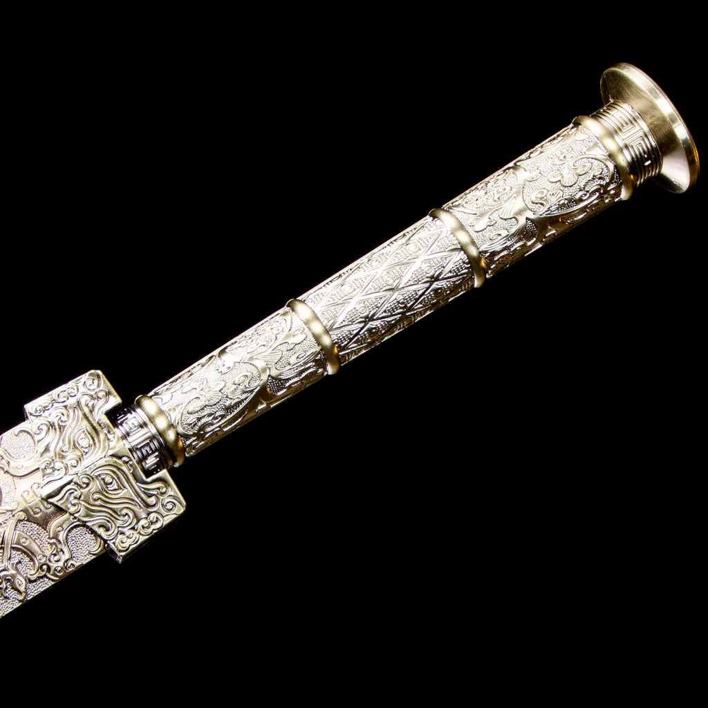 Longquan City High Manganese Steel Roasted Purple Spring Autumn Han Qin King Tang Qing Cold Weapon Sword Unopened Blade Gift Box