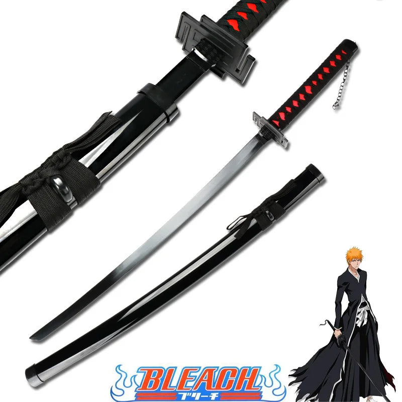 Anime Katana 104cm/41in Christmas Gifts Kurosaki Ichigo Cosplay Props Black Blade Toys Sword
