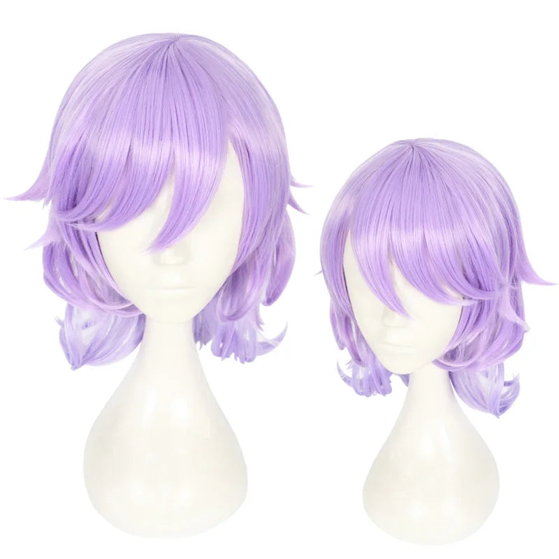 High Quality 40cm Medium Long Curly Light Purple Mixed Twisted Wonderland Felmier Peluca Synthetic Anime Cosplay Wigs