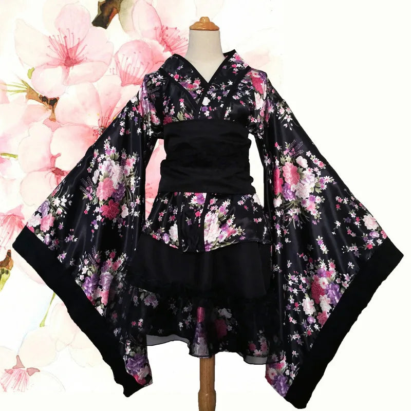 Sexy Kimono Japanese Style Girls Robe Lolita Maid Dress for Women Party Dance JP Anime Cosplay Costumes