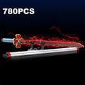 DK1516 Anime Demon Slayer Kanroji Mitsuri Sword Model Blade Katana Knife DIY Assembly Plastic Building Blocks Bricks Sets Toys