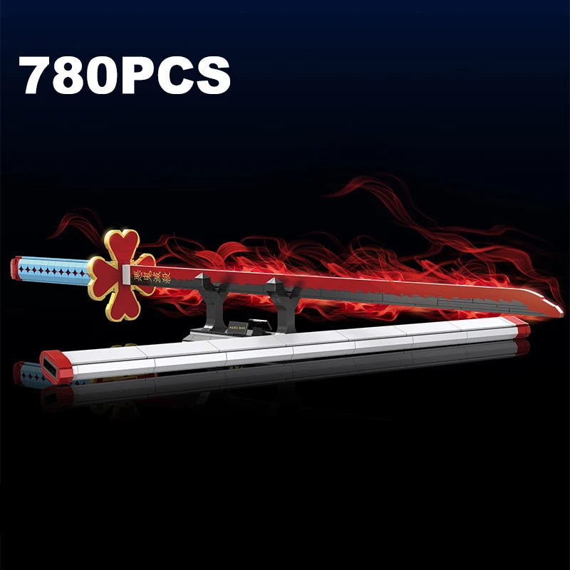 DK1516 Anime Demon Slayer Kanroji Mitsuri Sword Model Blade Katana Knife DIY Assembly Plastic Building Blocks Bricks Sets Toys
