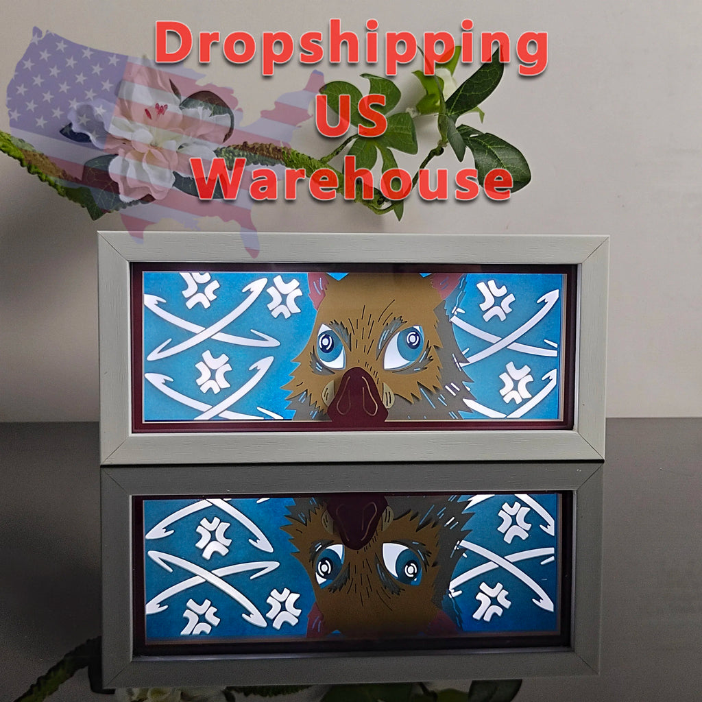 Anime Demon Slayer USA Warehouse Dropshipping Paper Carving Lamp 3D Anime Light Box Handicrafts Table Decoration Christmas Gift