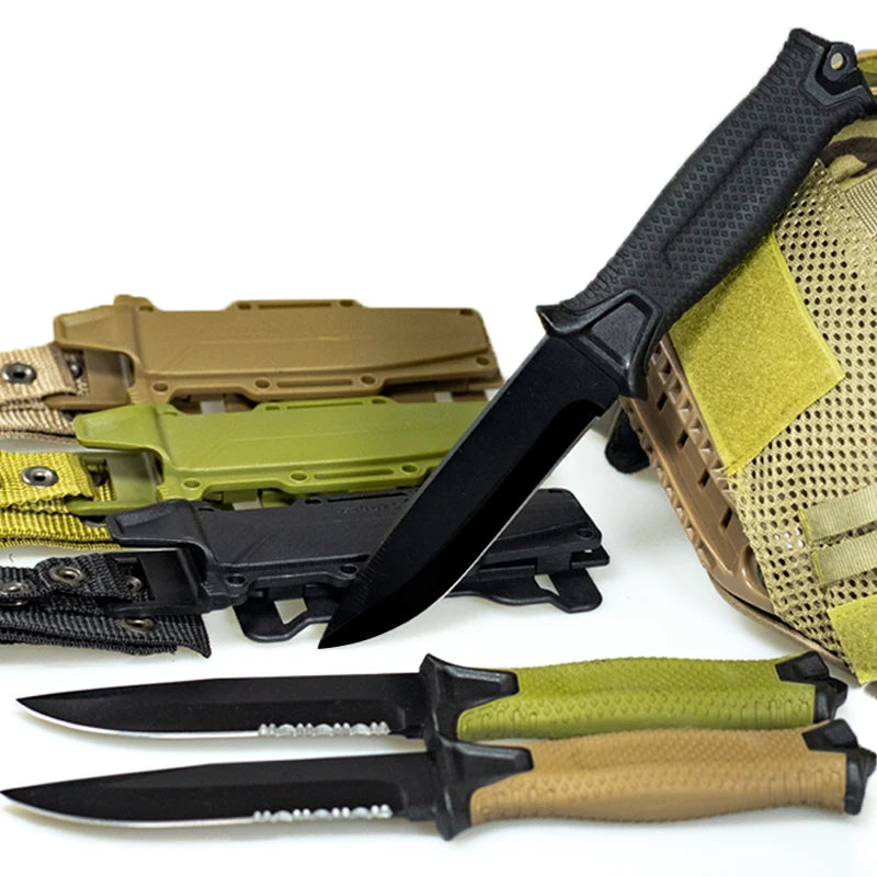 Portable Multifunctional Black Folding Knife with Stainless Steel and Rubber Handle for Outdoor Camping Custom OEM Support