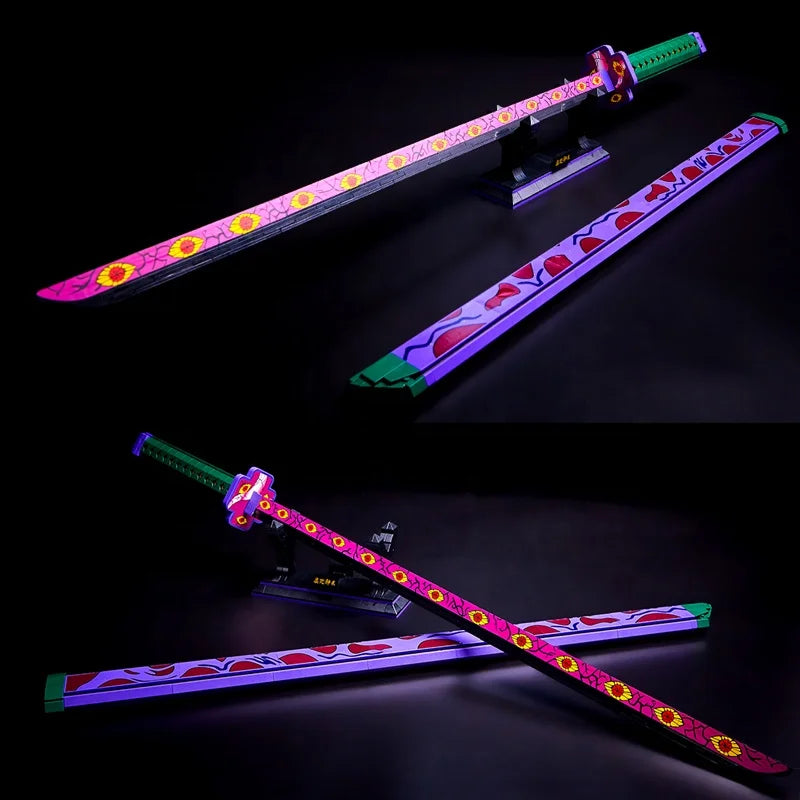 DK1511 Anime Demon Slayer Weapon Kokushibo Katana Sword Knife Model Assembly Collection DIY Building Blocks Bricks Toys Sets