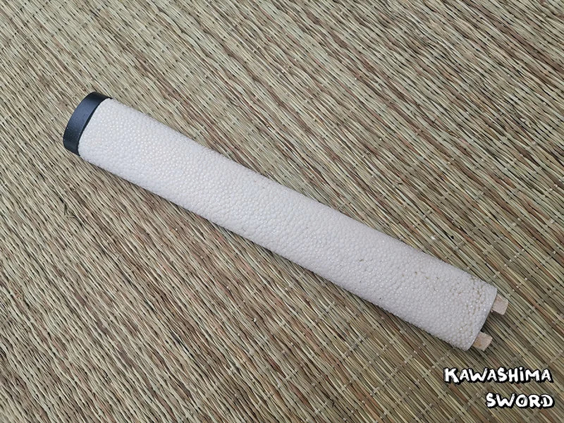 The Same Rayskin For Japanese Sword Tsuka-Wood Handle Wrapped With Real Stingray Skin For Samurai Sword Katana-Black/White