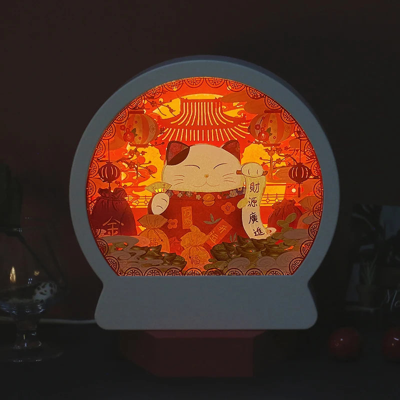 Cartoon Anime Light Box 3D Paper Carving Lamp Round Frame Anime Character LED Night Light Birthday Christmas Gift Item for Kids