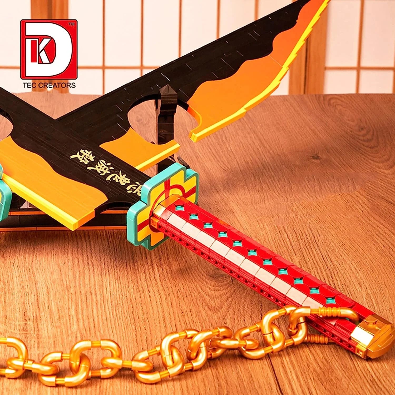 DK1507 Demon Slayer Double Blade Tengen Uzui Katana Sword Model Cosplay Anime Collecting DIY Building Block Brick Toys Sets