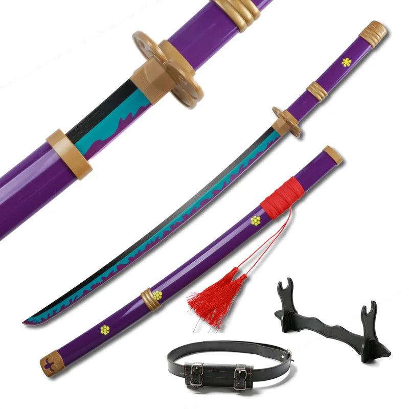 US Warehouse Stock Anime Swords  Wood Bamboo Katana Not Sharp Equipped with Sword Holder and Belt