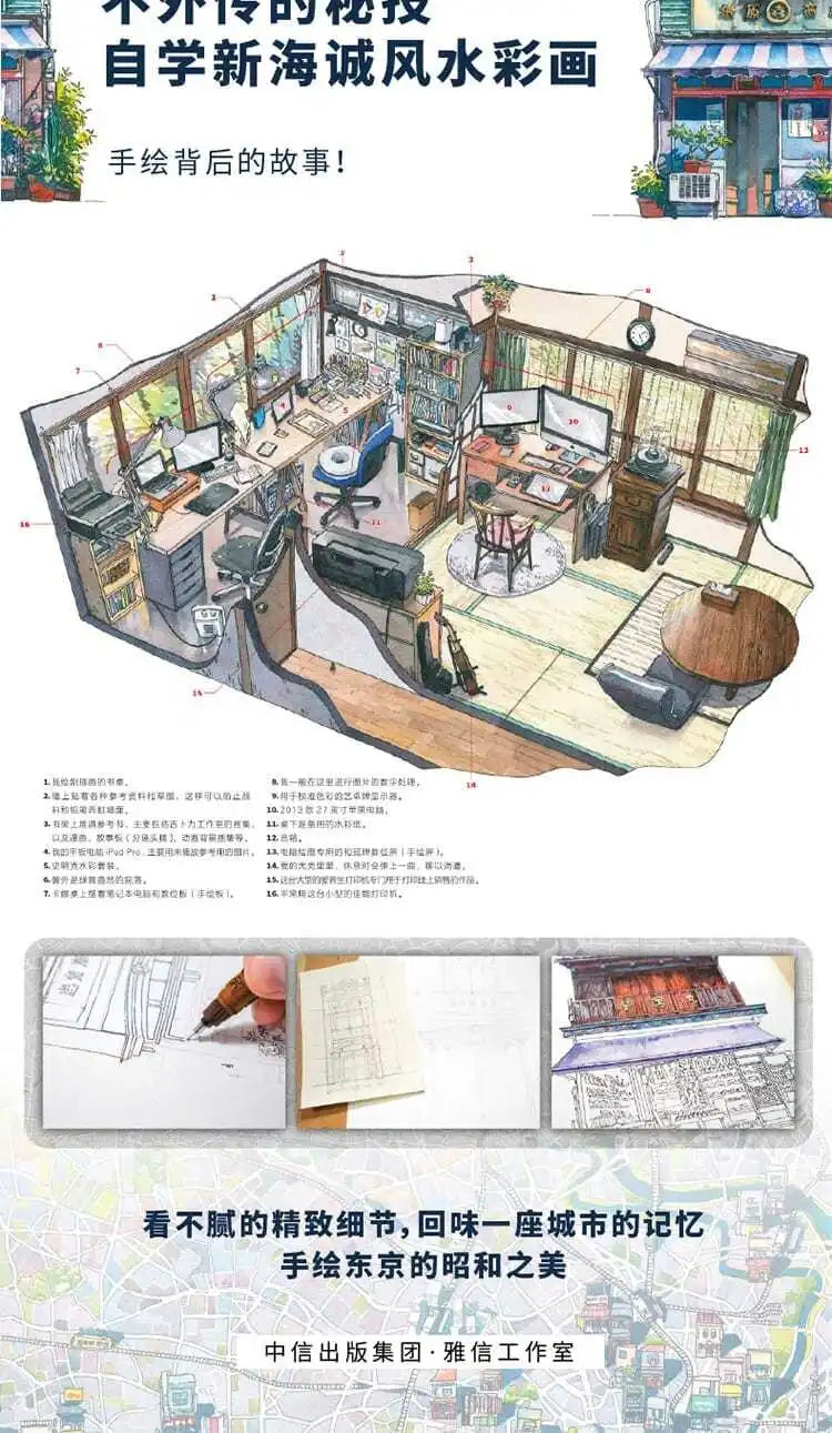 Famous Japanese Illustrators Collection Work Tokyo Old Store Night Travel Watercolor Landscape Skills Books