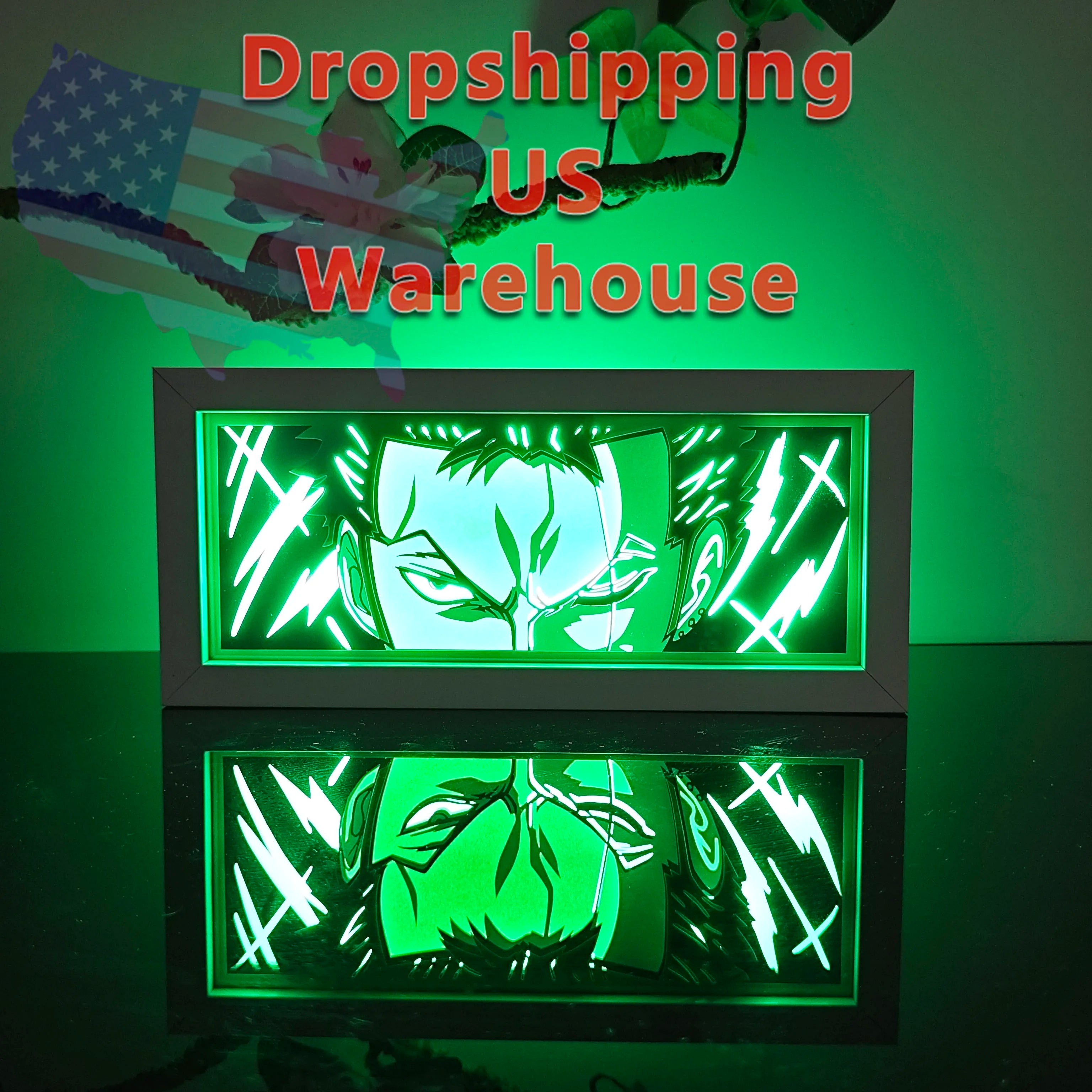 USA Warehouse Dropshipping OnePieces Zoro  Paper Carving Lamp 3D Anime Light Box Handicrafts Table Decoration Christmas Gift