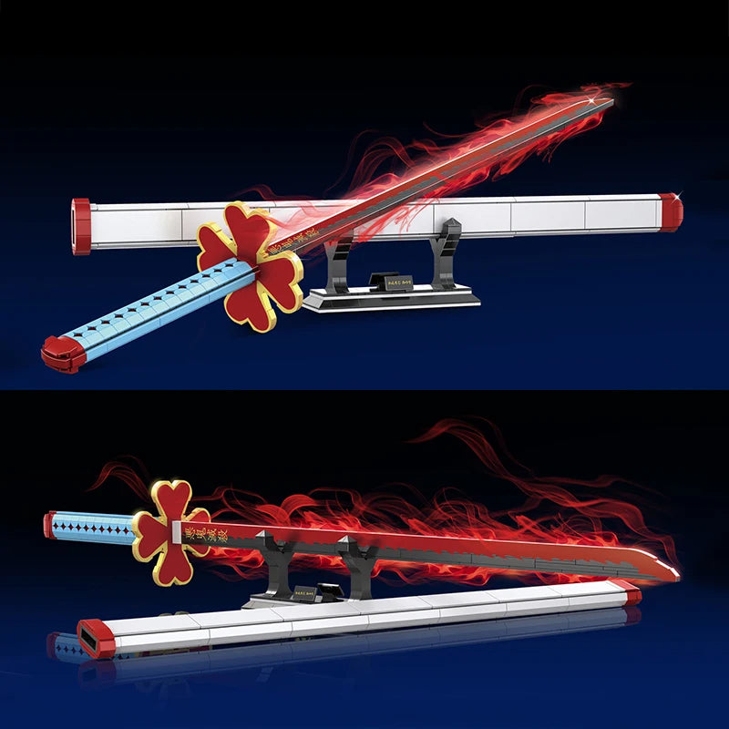 DK1516 Anime Demon Slayer Kanroji Mitsuri Sword Model Blade Katana Knife DIY Assembly Plastic Building Blocks Bricks Sets Toys