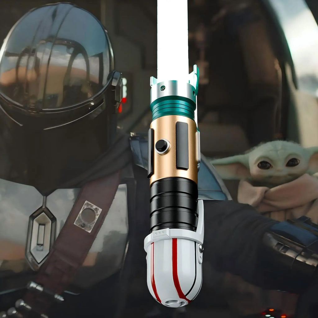 2026 New Saber Grogu Inspiration Lightsaber RGB Rechargeable Light-Up Toy Small Size Metal Handle with Sound Effects Laser Sword