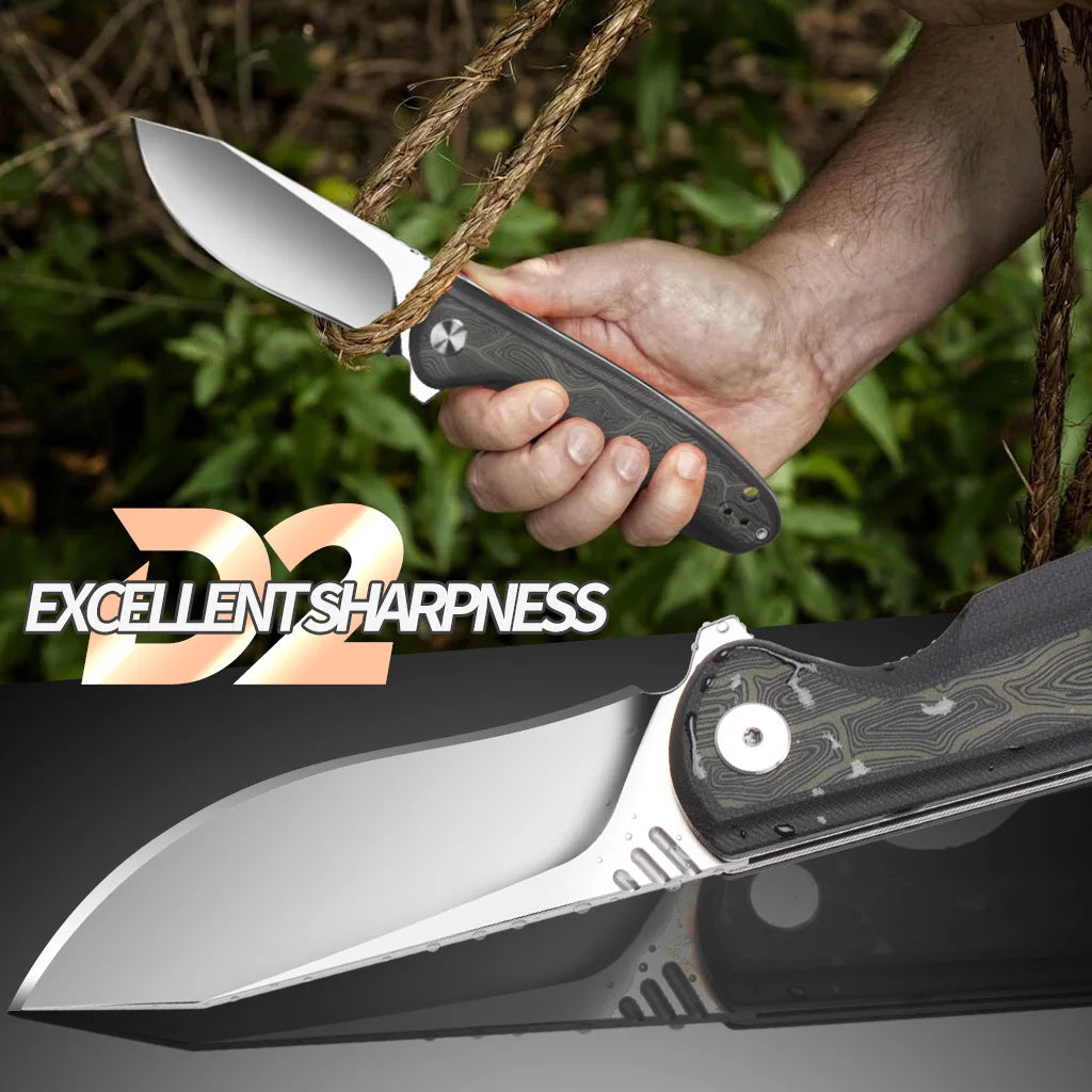 OEM EDC Outdoor G10 Survival Pocket Knife D2 Stainless Steel Grade DIY Camping Tactical Outdoor Folding Knives