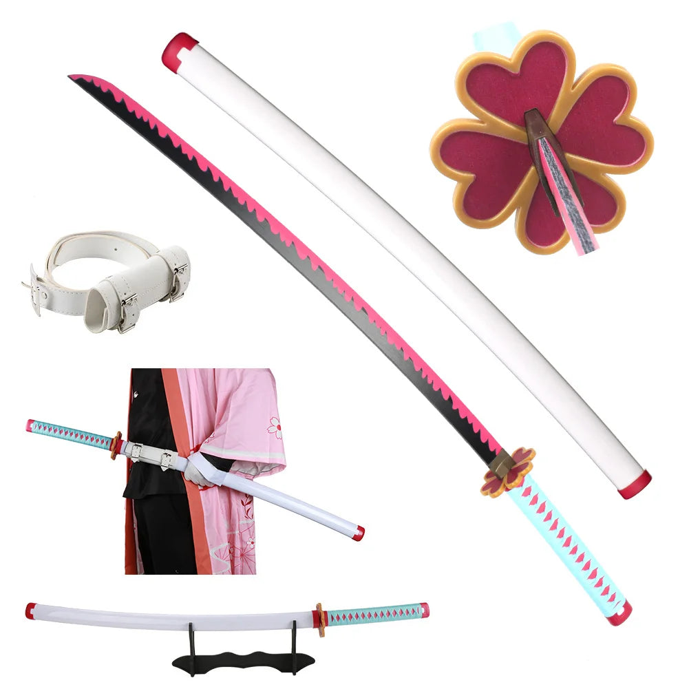 41 Inch Demon Slayer Samurai Katana Sword With Belt and Holder Kanroji Mitsuri Tanjiro Halloween Cosplay Props Decoration