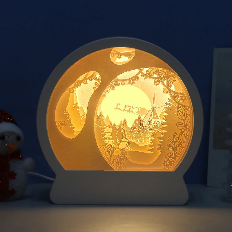 Cartoon Anime Light Box 3D Paper Carving Lamp Round Frame Anime Character LED Night Light Birthday Christmas Gift Item for Kids