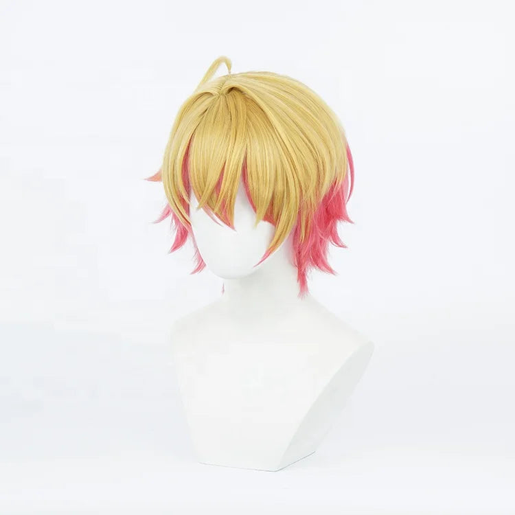 Wholesale 35cm Short Blonde Rose Mixed Hoshino Akuamarin Wig Oshi No Ko Synthetic Anime Cosplay Costume Wig