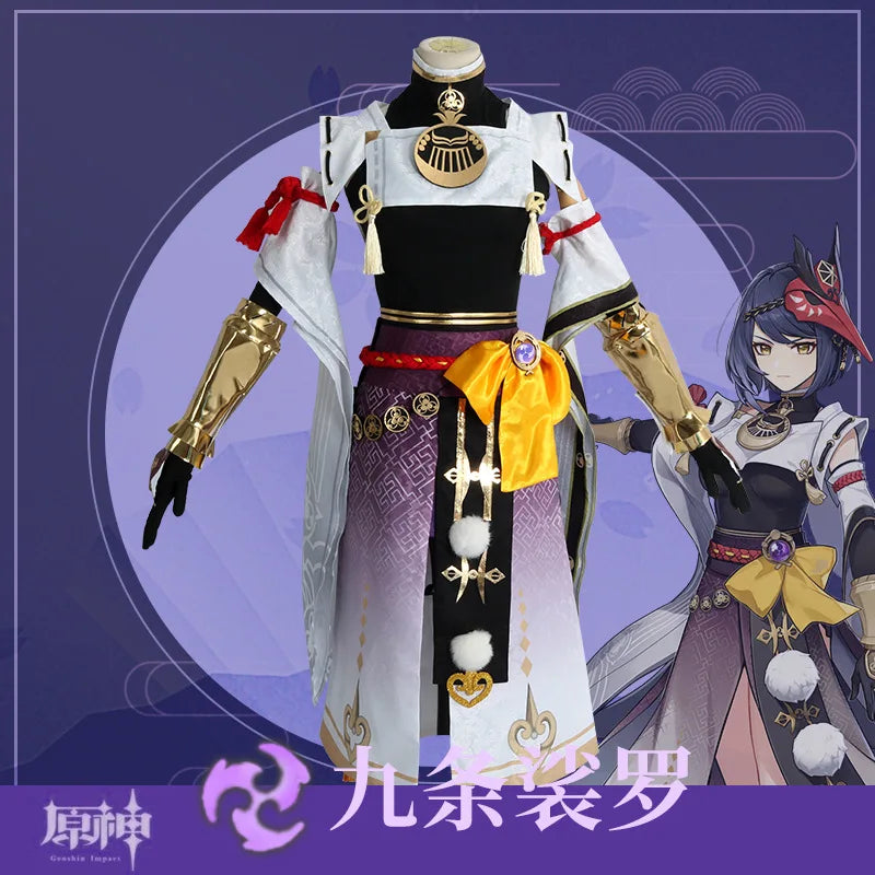 Genshin Impact Kujo Sara Cosplay Costume Anime Cosplay Wig Halloween Carnival Women's Costume Clothing Including Gloves Socks