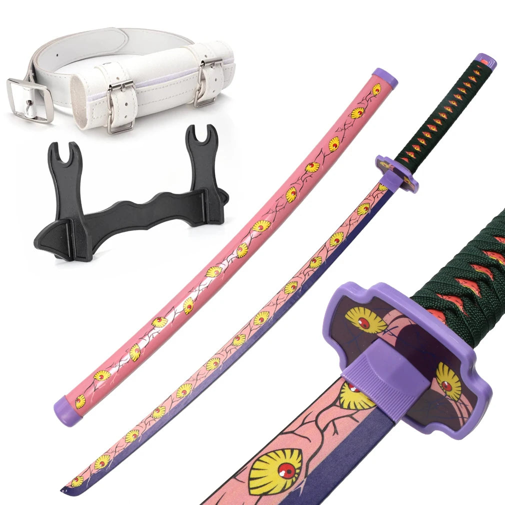 US Warehouse Stock Anime Swords  Wood Bamboo Katana Not Sharp Equipped with Sword Holder and Belt
