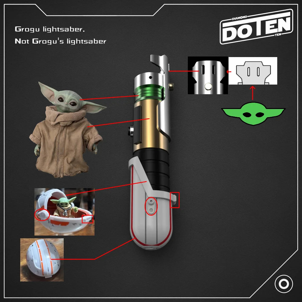 2026 New Saber Grogu Inspiration Lightsaber RGB Rechargeable Light-Up Toy Small Size Metal Handle with Sound Effects Laser Sword
