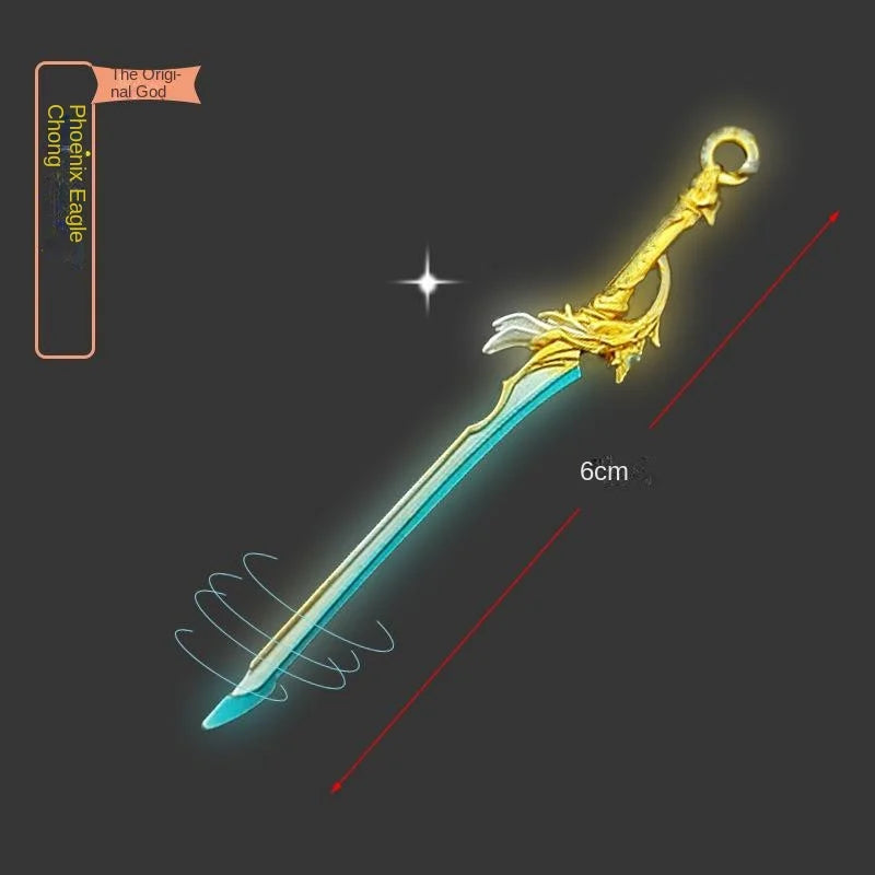 GY Genshined Impact 6Cm Metal Anime Sword Crafts Souvenir Gift Weapon Model Keychain Comics Cosplay Keyring Other Key Chains