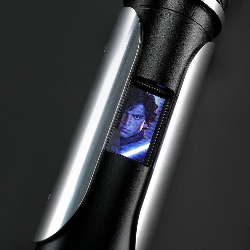 World's Exclusive Neopixel LED Light Saber Sword with OLED Display Screen Original Lightsaber Spinning Chamber Light-up Toys