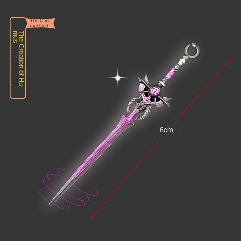 GY Genshined Impact 6Cm Metal Anime Sword Crafts Souvenir Gift Weapon Model Keychain Comics Cosplay Keyring Other Key Chains