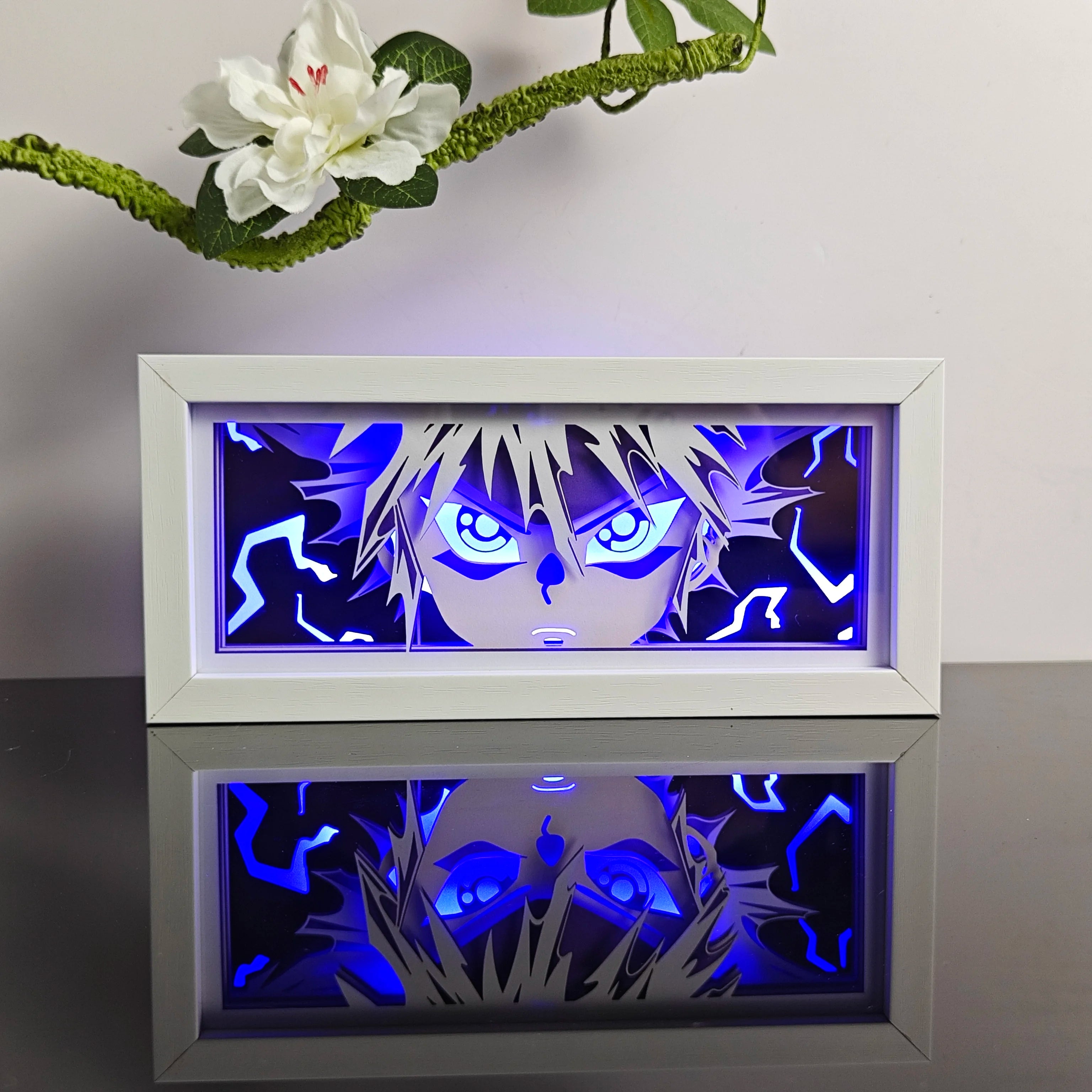 USA Warehouse Dropshipping  Anime Light Box Solo Leveling Paper Art Carved Wooden Table Lamp  Nightlight Bedroom Decoration Gift