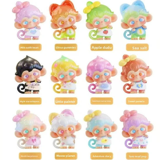 Authentic Moki Time Manga Collection Mini Blind Box Cute Little Monkey Handmade Trendy Birthday Gift Desktop Ornament