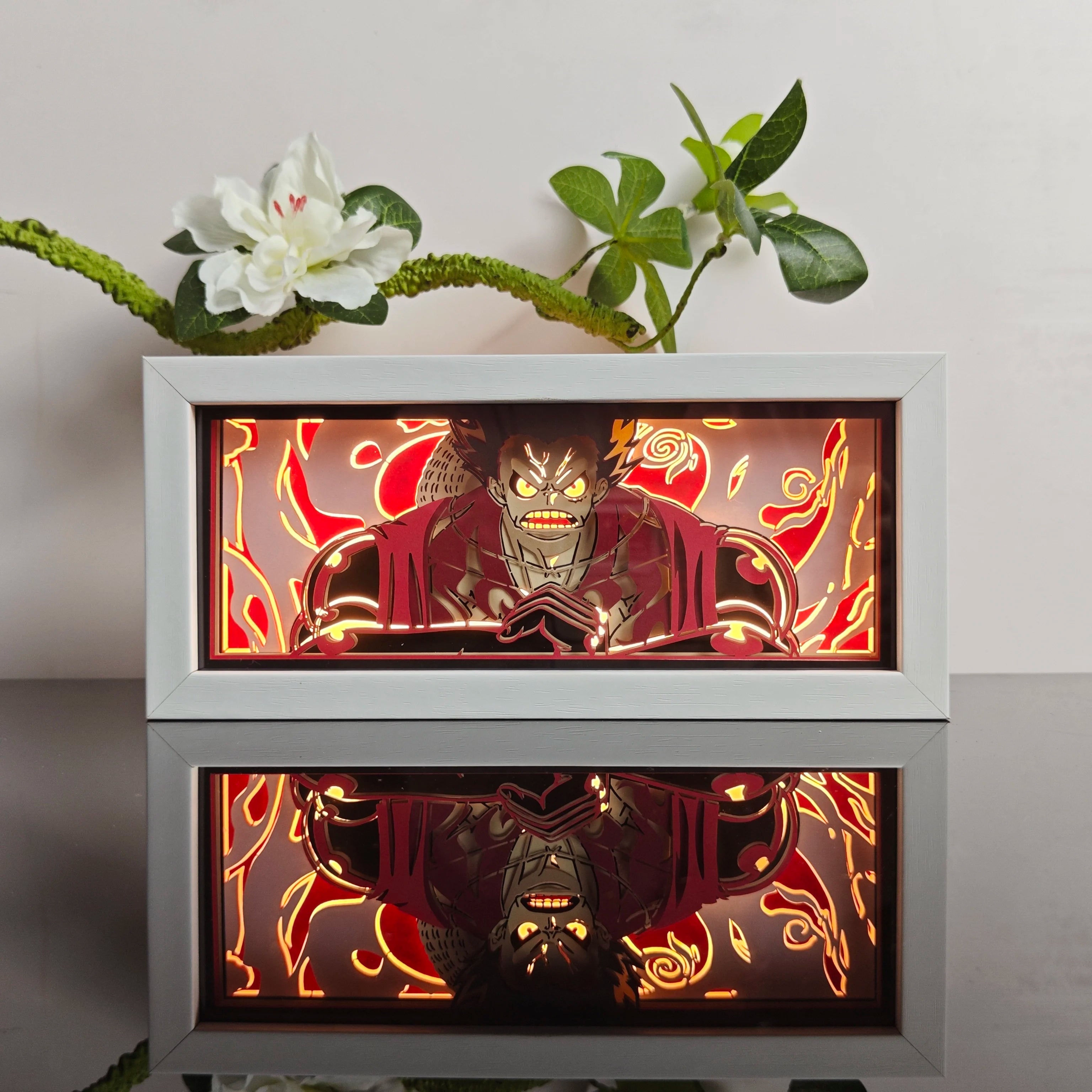 USA Warehouse Dropshipping  Anime Light Box Solo Leveling Paper Art Carved Wooden Table Lamp  Nightlight Bedroom Decoration Gift