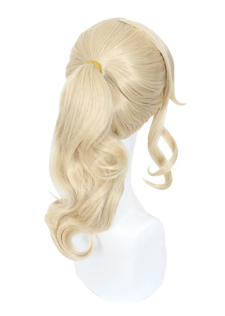 Wholesale Genshin Impact Wig Cosplay 45cm Medium Long Curly Light Blonde Jean Hair Wig Synthetic Anime Cosplay Peluca