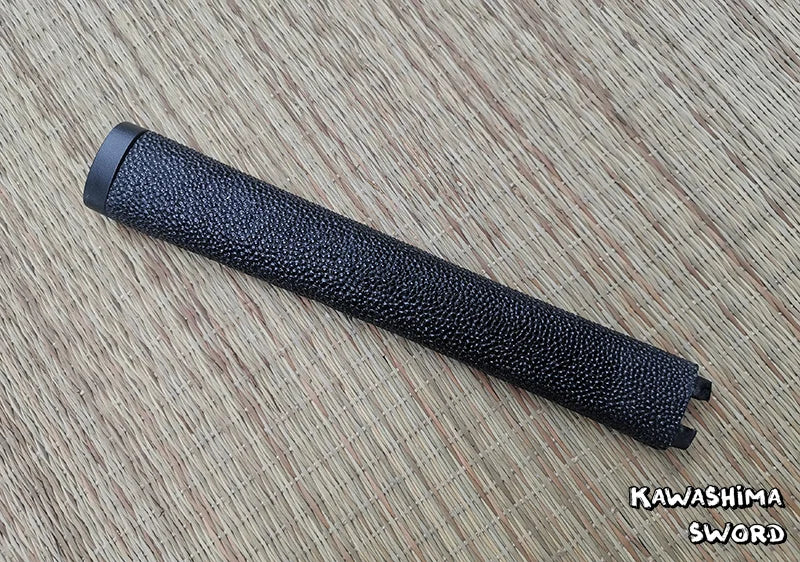 The Same Rayskin For Japanese Sword Tsuka-Wood Handle Wrapped With Real Stingray Skin For Samurai Sword Katana-Black/White