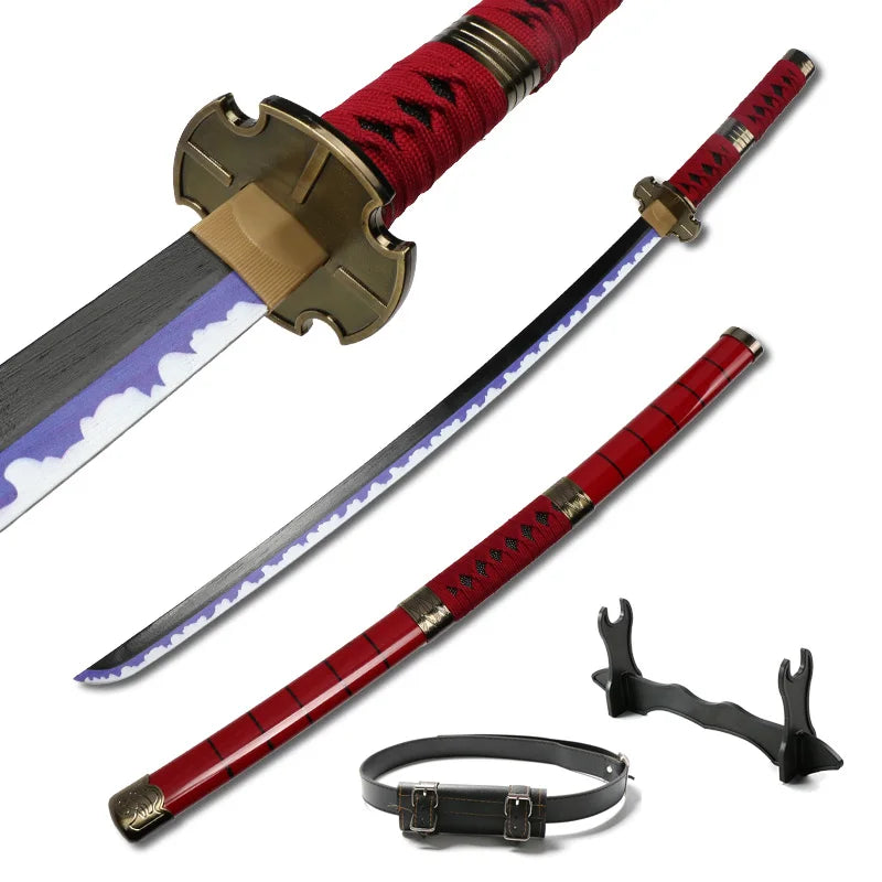 Roronoa Zoro Katana 104cm/41in Cosplay Toy Sword Anime Role-playing Weapons Enma White Nidai Kitetsu with Sword Holder and Belt